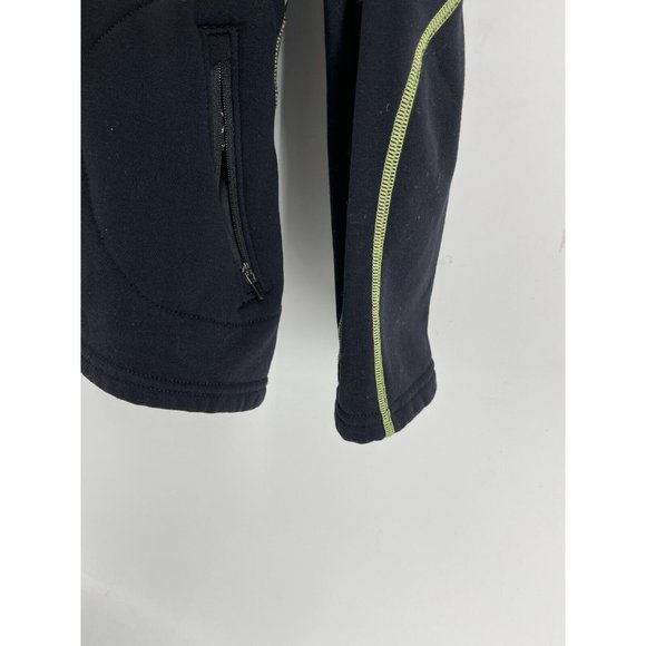 REI Women's Black Neon Green Stitching 1/4 Zip Stretch Fleece Sweatshirt Size L - Picture 4 of 15